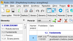 Program do kosztorysowania – Rodos 2010 - interfejs